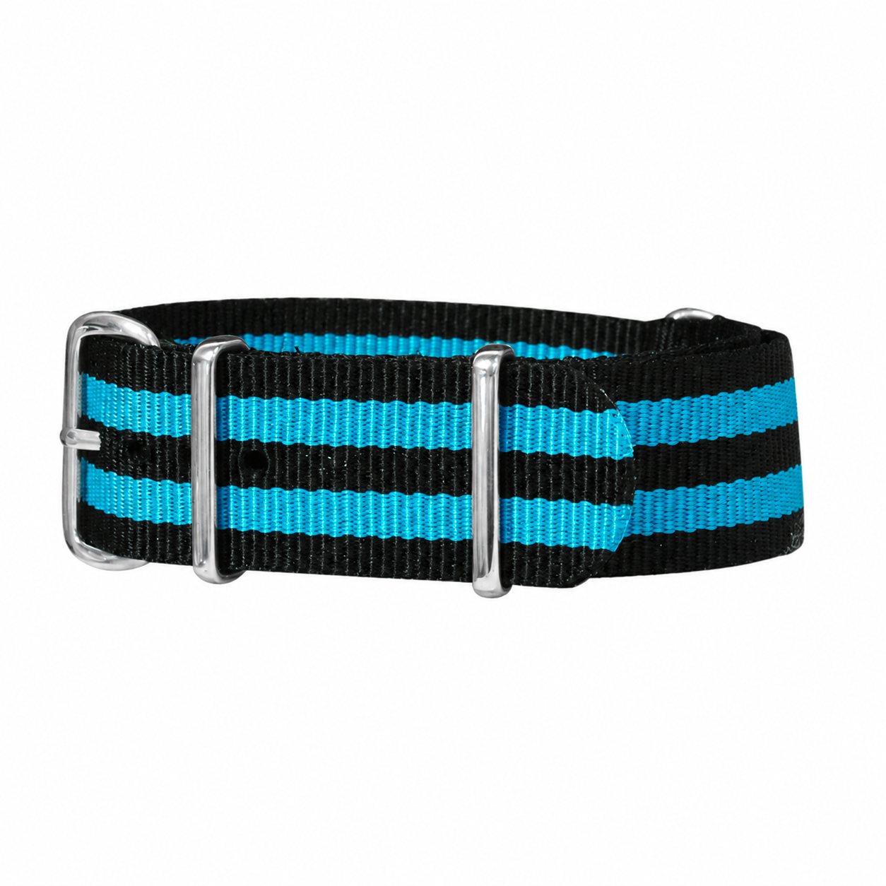 The Busey II | Black & Aqua Blue | One-Piece | Nylon | Polished Hardware