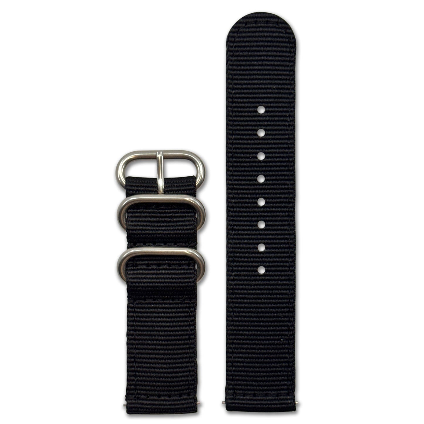 Quick Release Watch Band | 3-Ring | Nylon | Two-Piece | Black Ops | Brushed Hardware