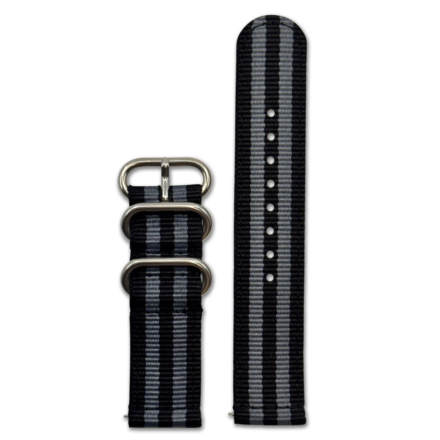 Quick Release Watch Band | 3-Ring | Nylon | Two-Piece | Classic Bond | Brushed Hardware