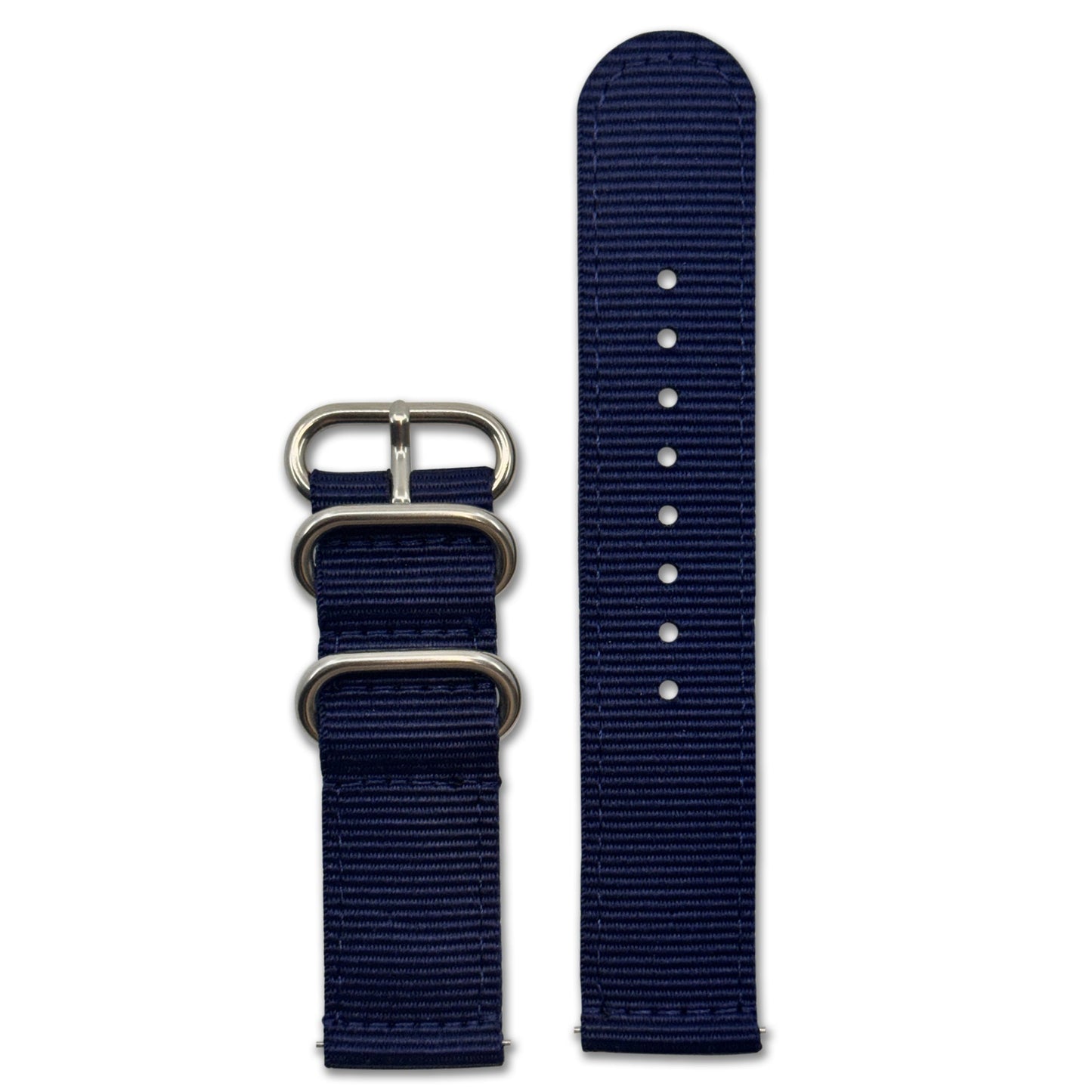 Quick Release Watch Band | 3-Ring | Nylon | Two-Piece | Pacific Blue | Brushed Hardware