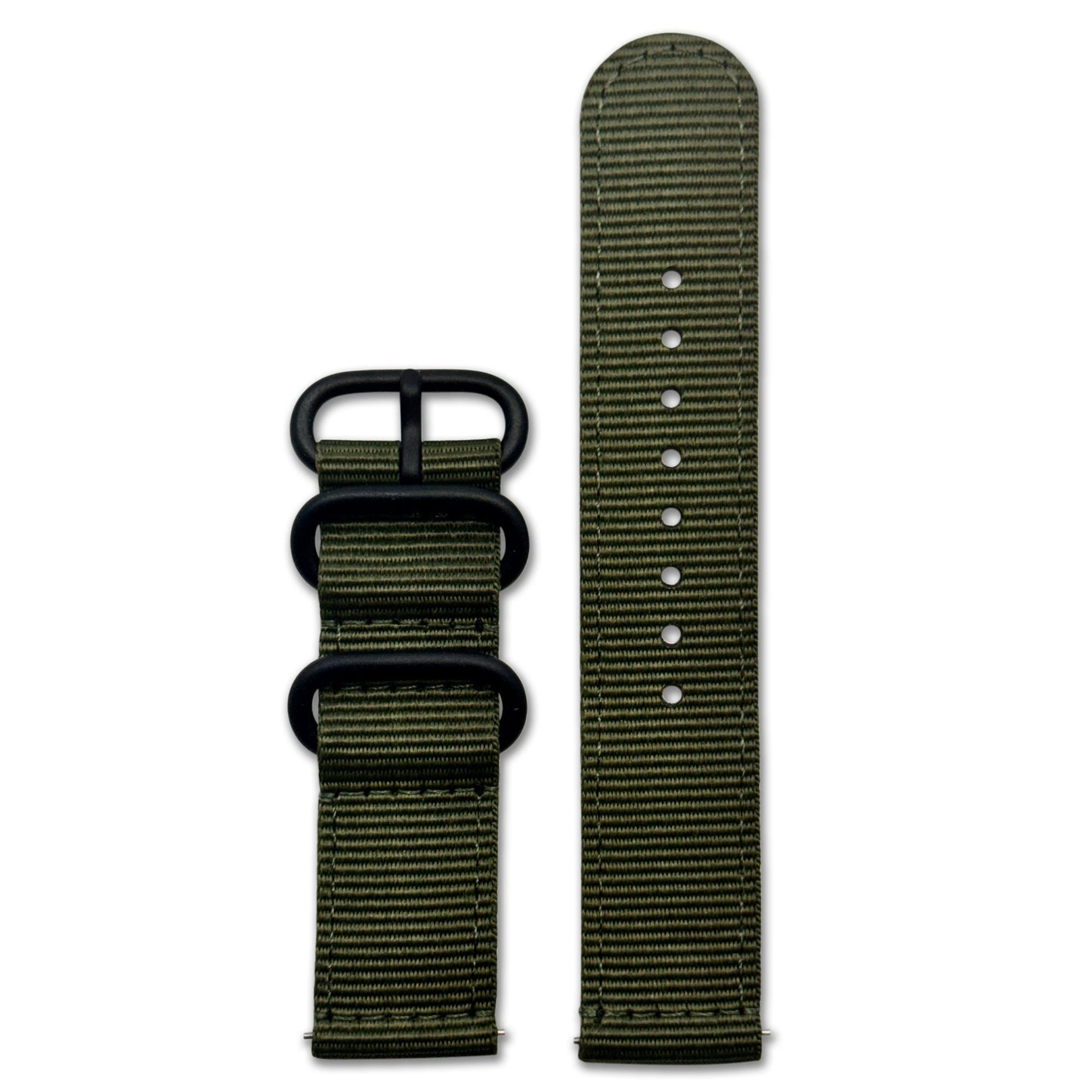 Quick Release Watch Band | 3-Ring | Nylon | Two-Piece | Infantry Olive | PVD Hardware