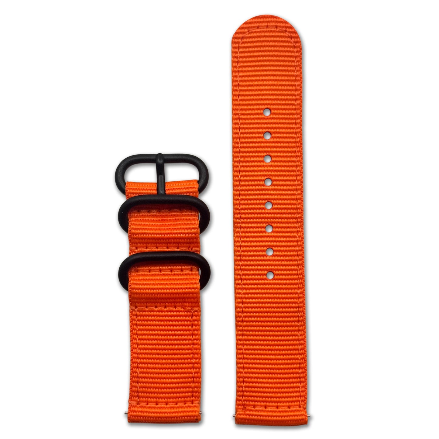 Quick Release Watch Band | 3-Ring | Nylon | Two-Piece | Inmate Orange | PVD Hardware
