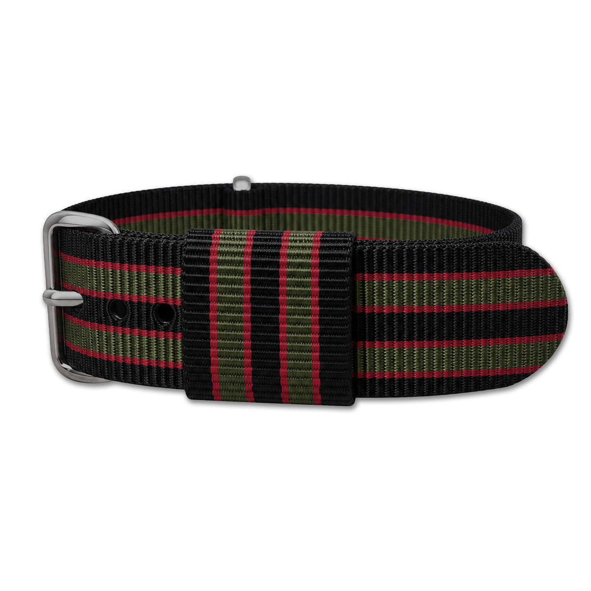 MI6 Bond RAF | Black & Olive & Red | Double Pass | Nylon | Polished Hardware
