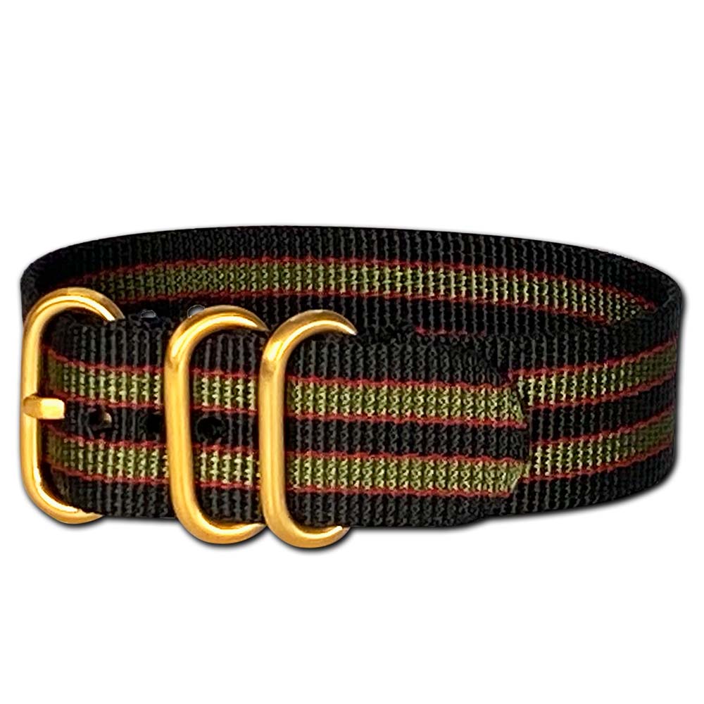 MI6 Bond Z3™ | Black & Olive & Red | One-Piece | Nylon | Gold Hardware