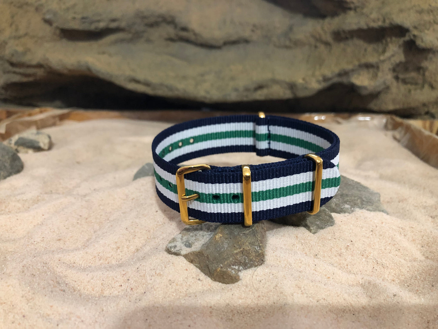 Aurora II | Navy & White & Green | One-Piece | Nylon | Gold Hardware