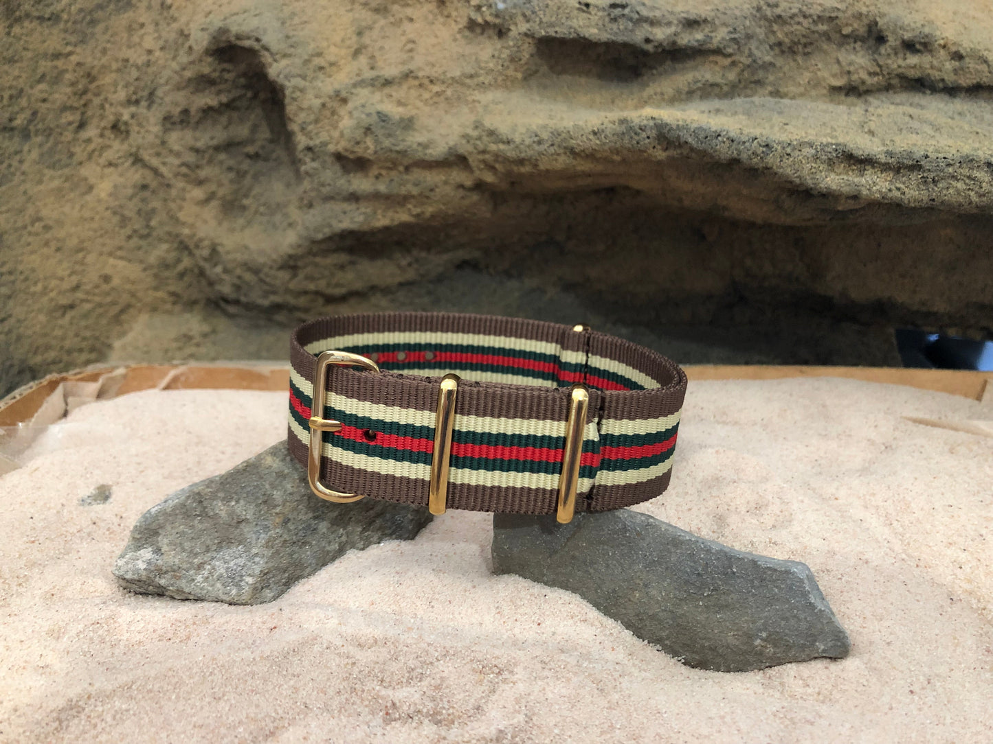 Explorer | Brown & Tan & Green & Red | One-Piece | Nylon | Gold Hardware