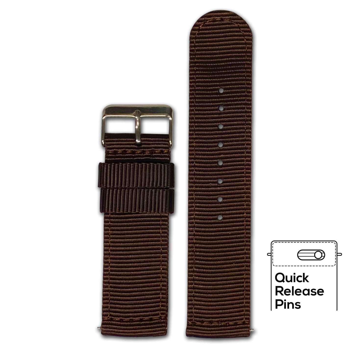 Brown Quick Release Two Piece Nylon Watch Band