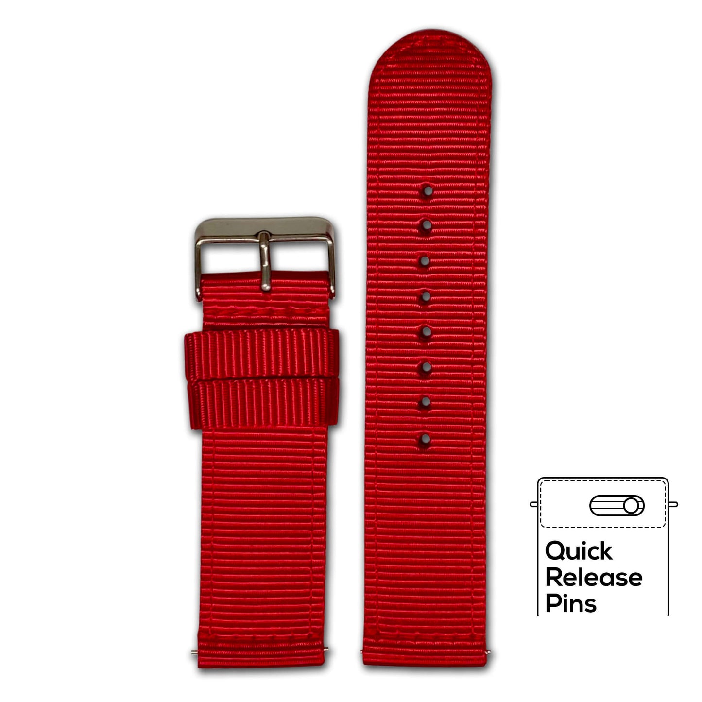 Red Quick Release Two Piece Nylon Watch Band