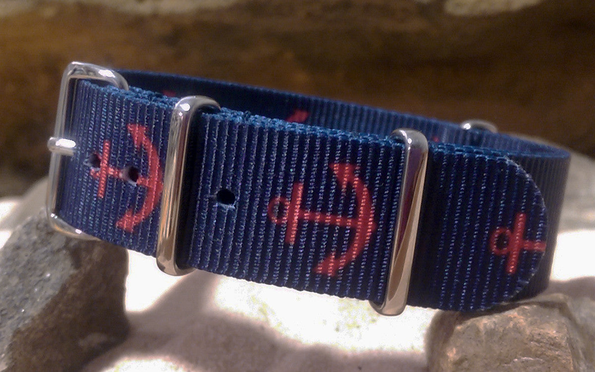 Anchor | Navy & Red | One-Piece | Nylon | Polished Hardware
