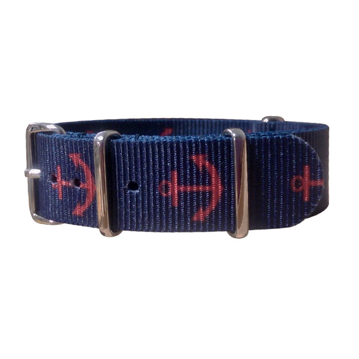 Navy + Red Anchor Dog Collar