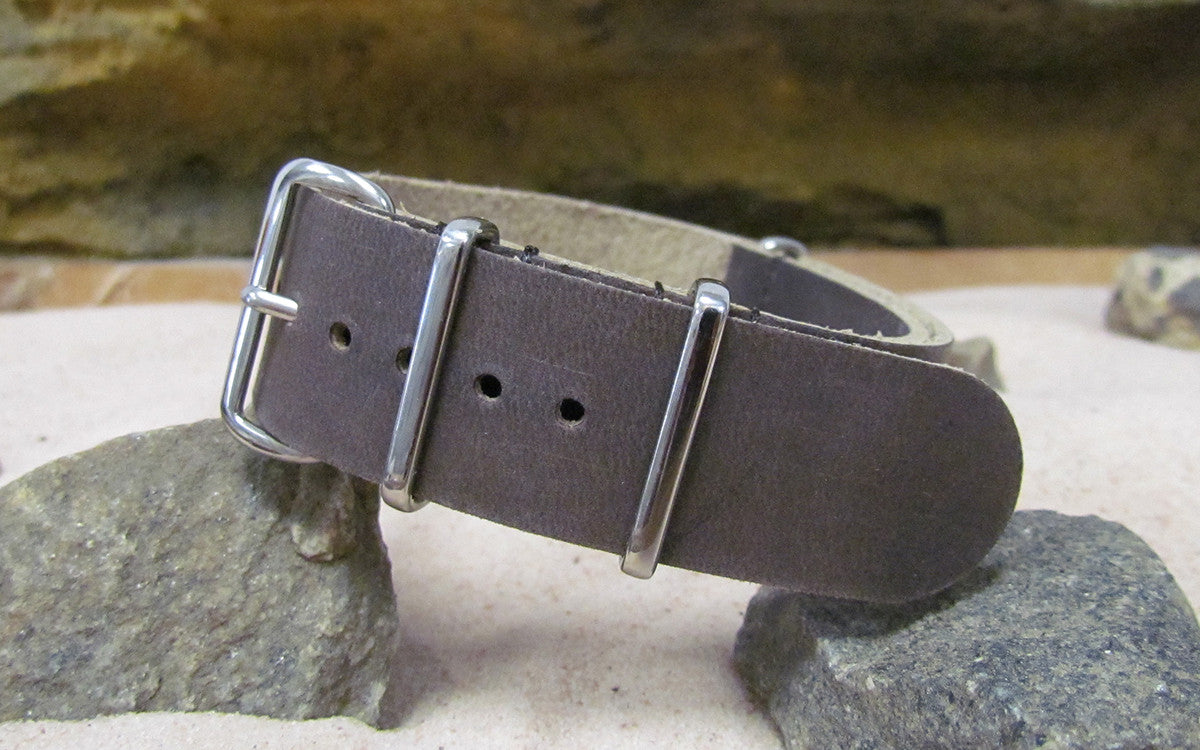 Cowhide | Distressed Gray & Brown | One-Piece | Leather | Polished Hardware