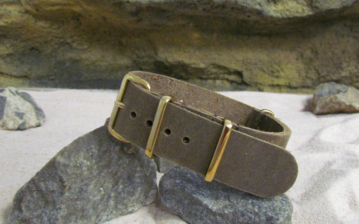 Cowhide | Distressed Gray & Brown | One-Piece | Leather | Gold Hardware