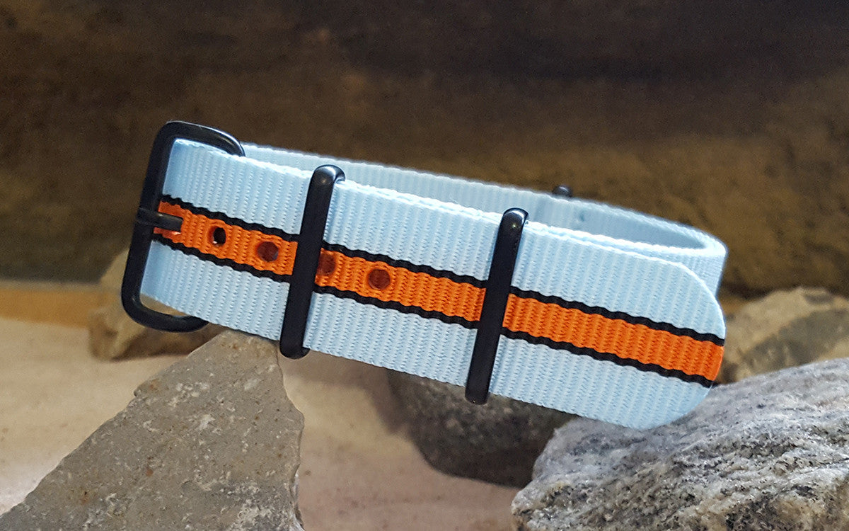 Le Mans II | Light Blue & Black & Orange | One-Piece | Nylon | PVD Hardware