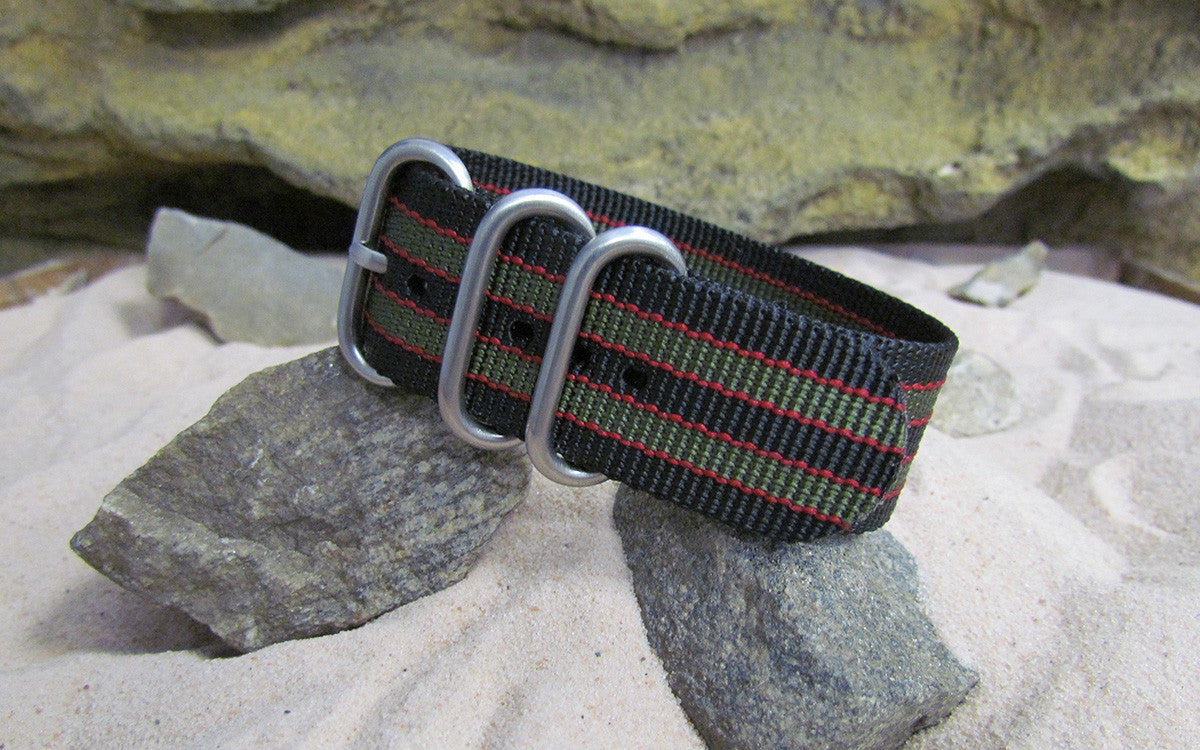 MI6 Bond Z3™ | Black & Olive & Red | One-Piece | Nylon | Brushed Hardware