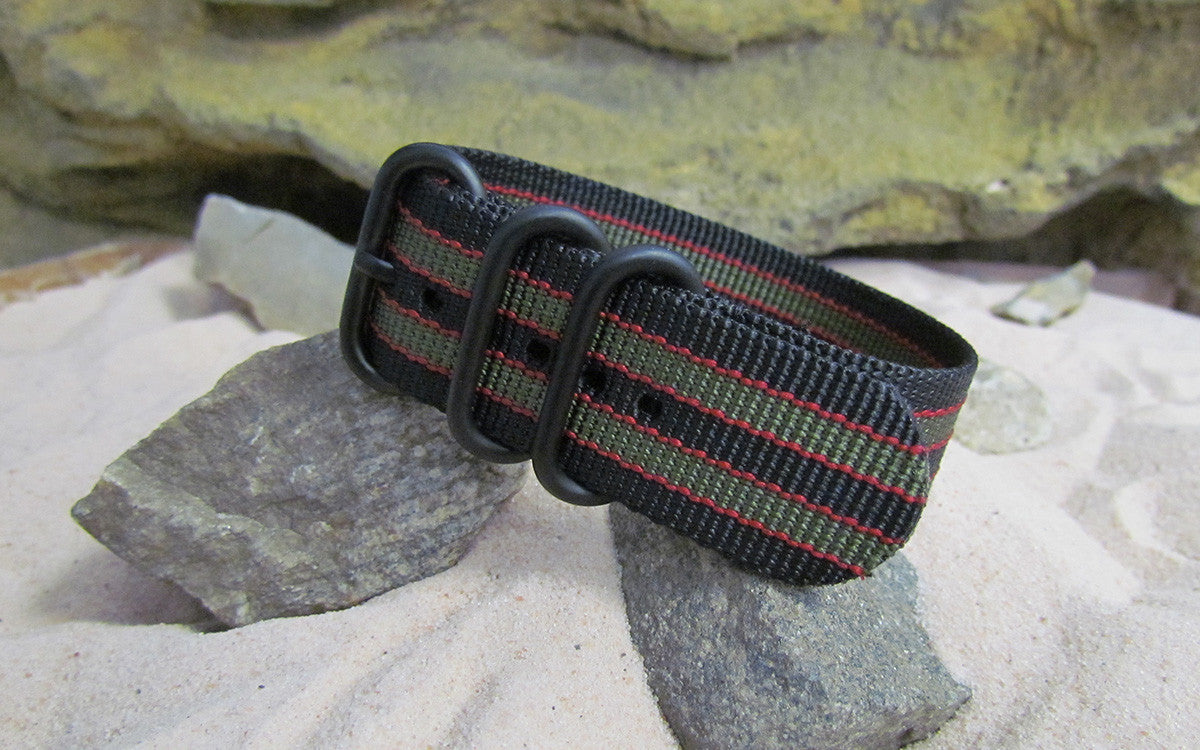 MI6 Bond Z3™ | Black & Olive & Red | One-Piece | Nylon | PVD Hardware
