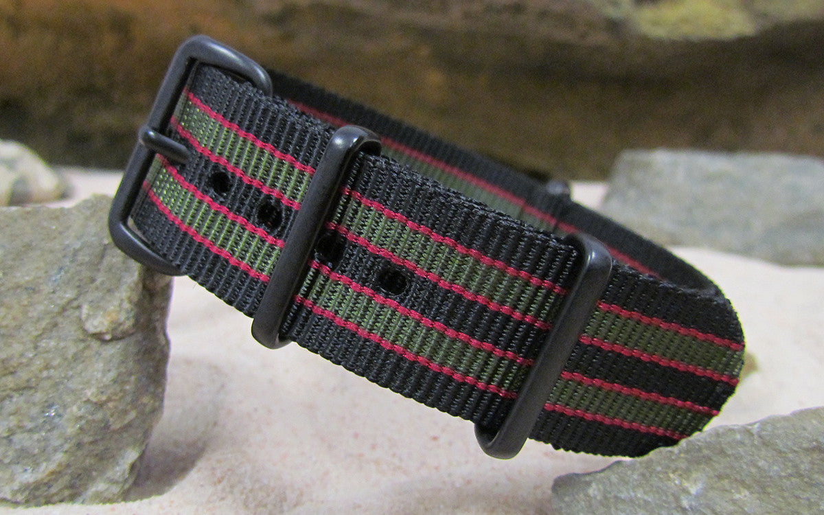 MI6 Bond XL | Black & Olive & Red | One-Piece | Nylon | PVD Hardware