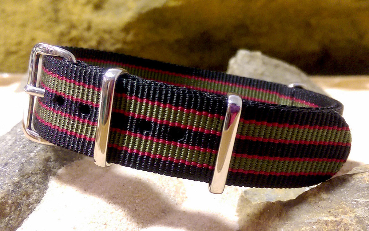 Standard MI6 Bond XL | Black & Olive & Red | One-Piece | Nylon | Polished Hardware