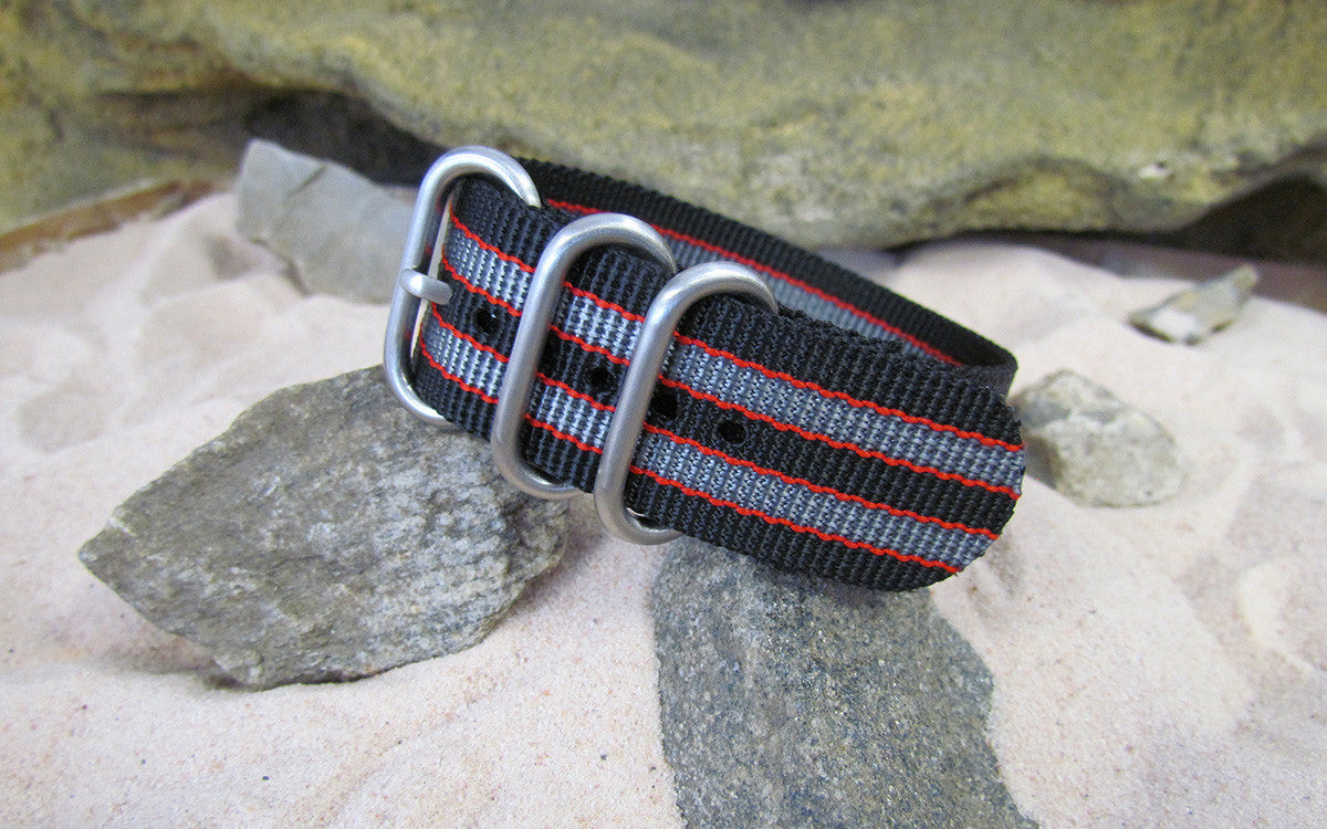 MI6 Bond II Z3™ | Black & Grey & Red | One-Piece | Nylon | Brushed Hardware