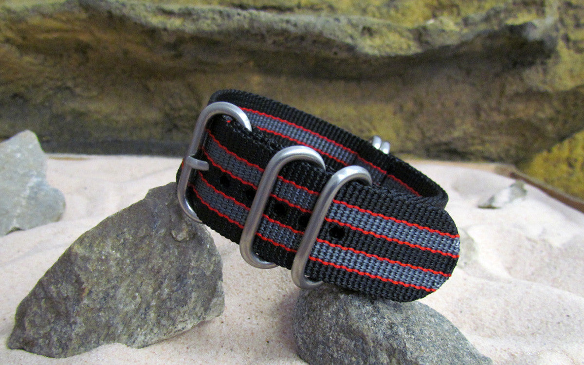MI6 Bond II Z5™ | Black & Grey & Red | One-Piece | Nylon | Brushed Hardware
