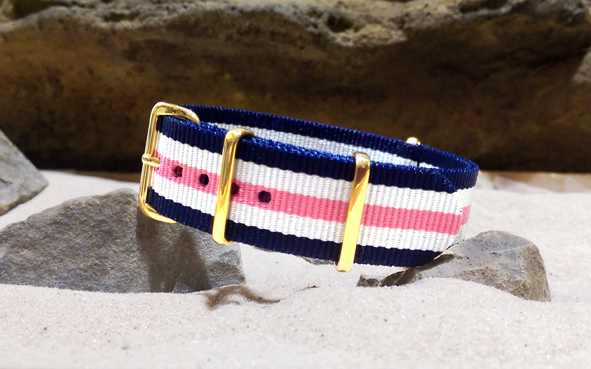 Rosie | Navy & Pink & White | One-Piece | Nylon | Gold Hardware