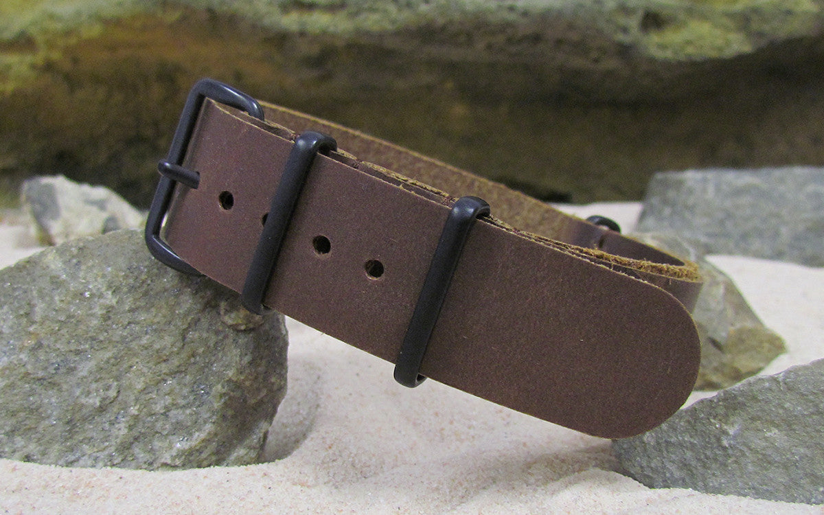 Saddle Leather Watch Strap w/ PVD Hardware 18mm