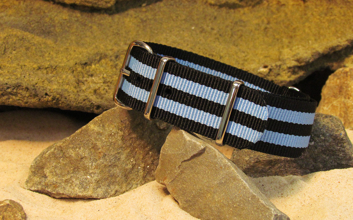 The Busey II | Black & Sky Blue | One-Piece | Nylon | Polished Hardware