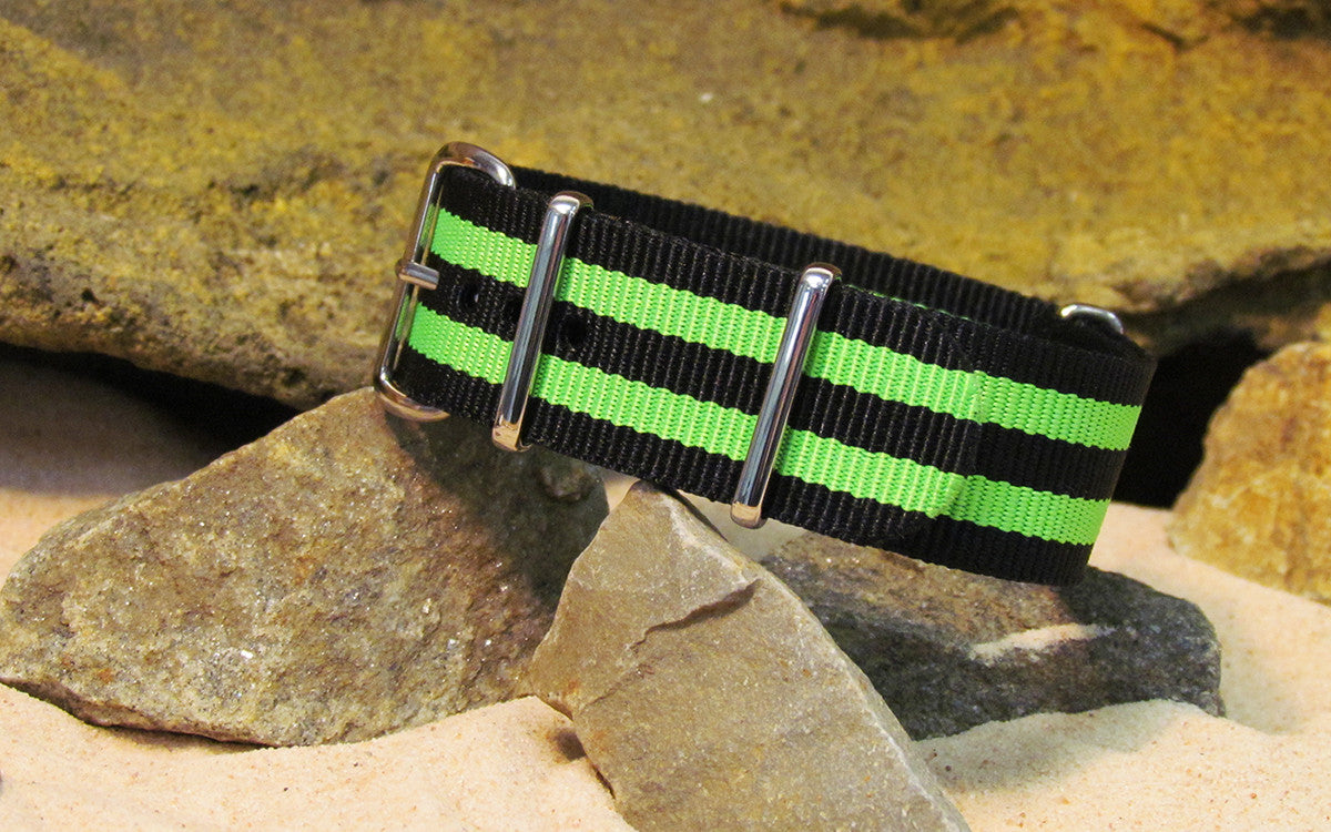 The Busey | Black & Lime Green | One-Piece | Nylon | Polished Hardware