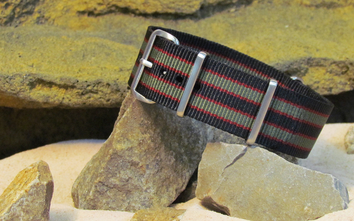 MI6 Bond | Black & Olive & Red | One-Piece | Nylon | Brushed Hardware