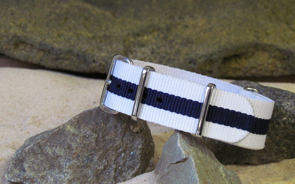 Mariner | White & Navy | One-Piece | Nylon | Polished Hardware