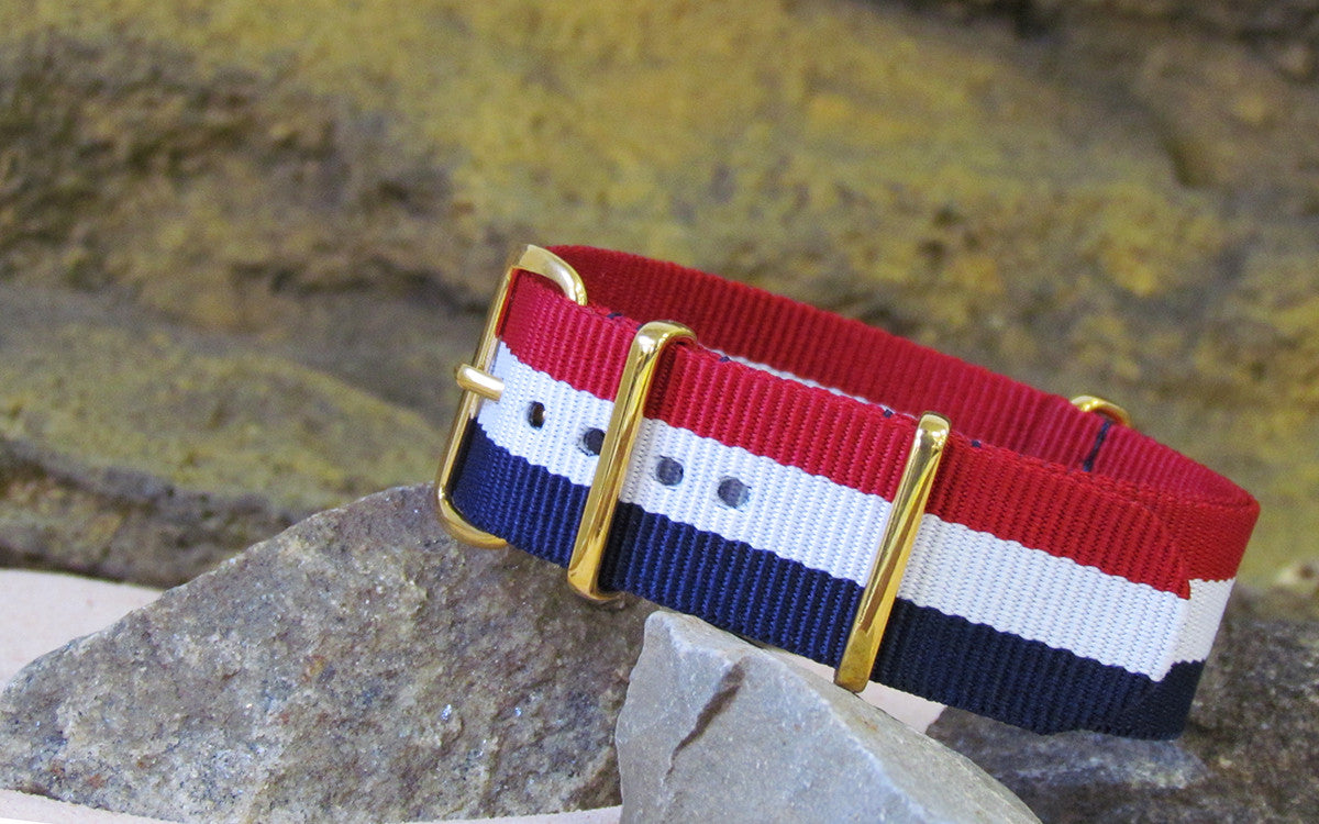 Patriot | Red & White & Blue | One-Piece | Nylon | Gold Hardware