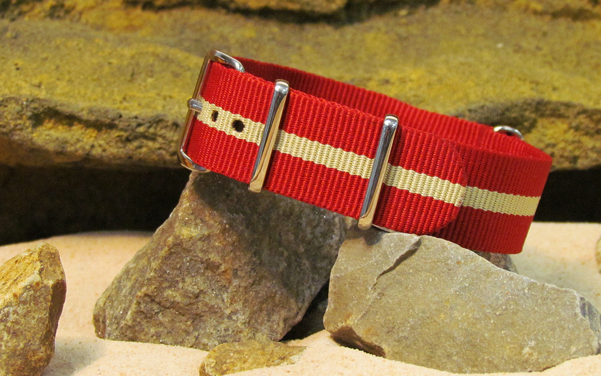 Weekender II | Red & Tan | One-Piece | Nylon | Polished Hardware