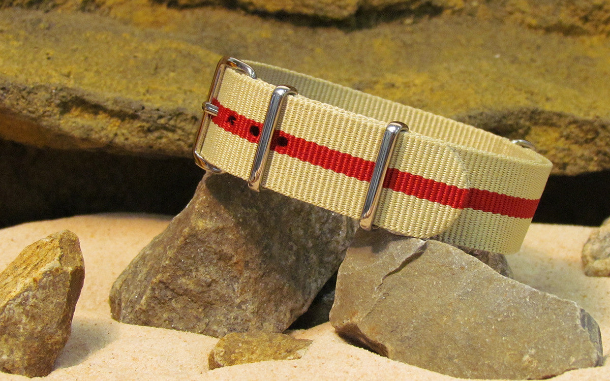 Weekender | Tan & Red | One-Piece | Nylon | Polished Hardware