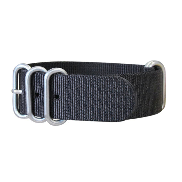 Black Ops Diver Length Z5 Nato Nylon Watch Strap with Brushed Hardware