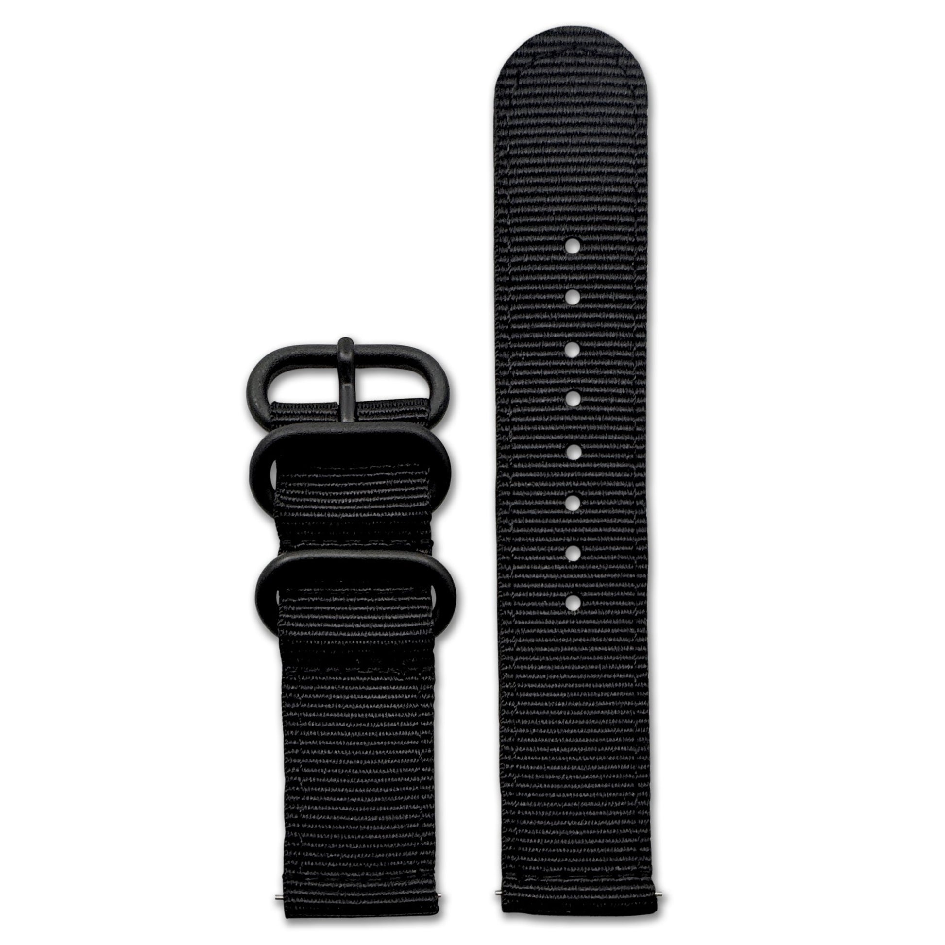 Quick Release Watch Band | 3-Ring | Nylon | Two-Piece | Black Ops | PVD Hardware