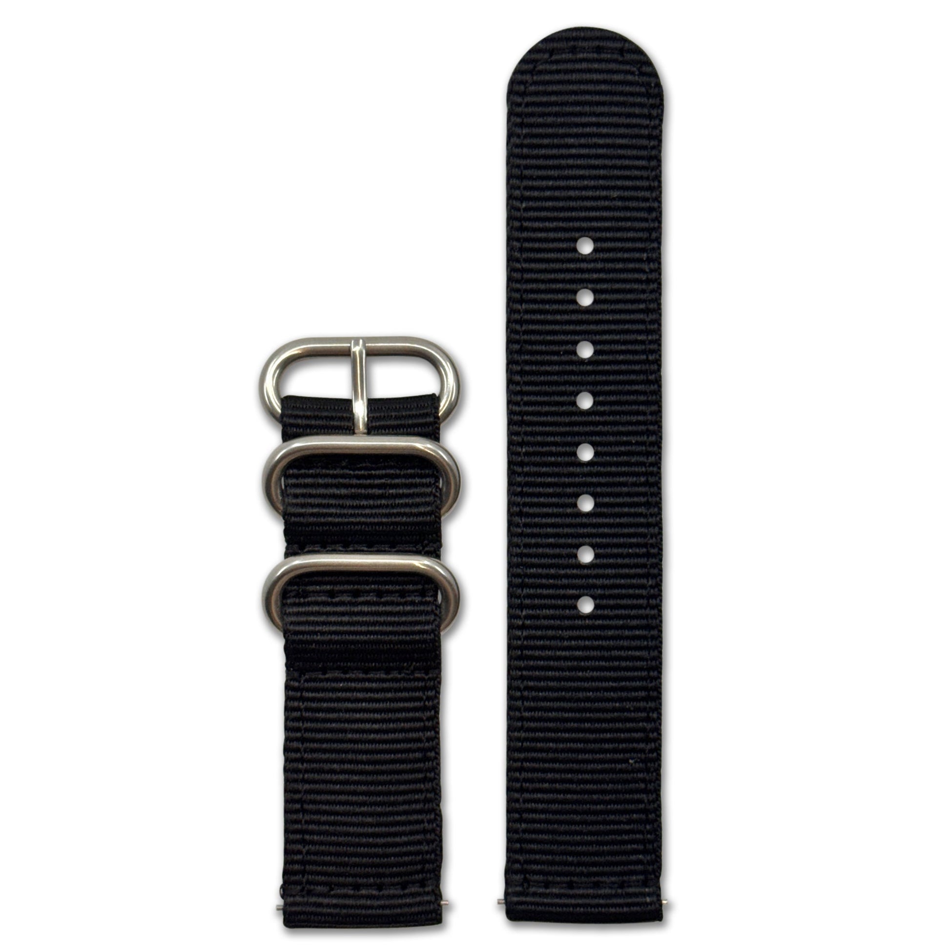 Quick Release Watch Band | 3-Ring | Nylon | Two-Piece | Black Ops | Brushed Hardware