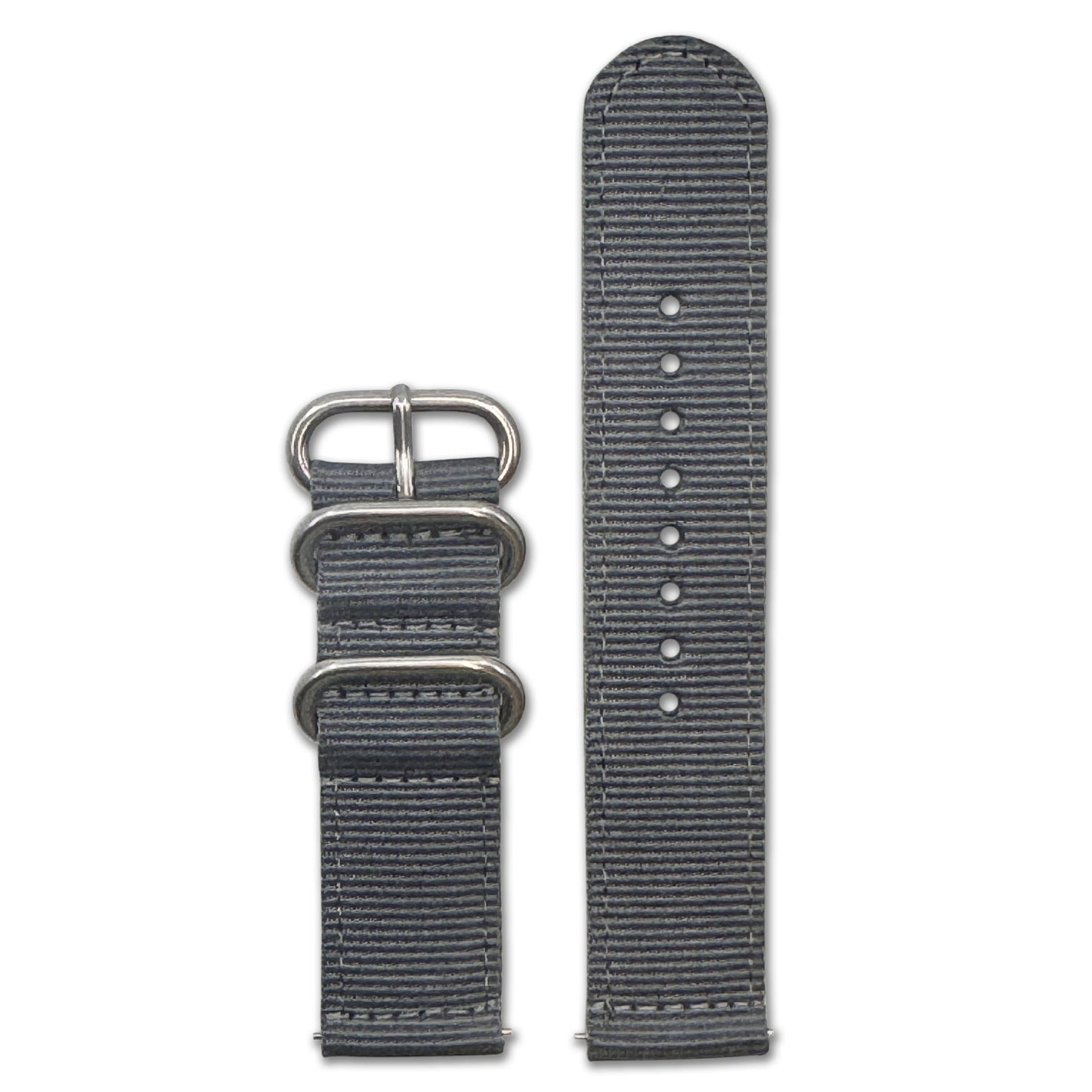 Quick Release Watch Band | 3-Ring | Nylon | Two-Piece | Grey Matter | Brushed Hardware