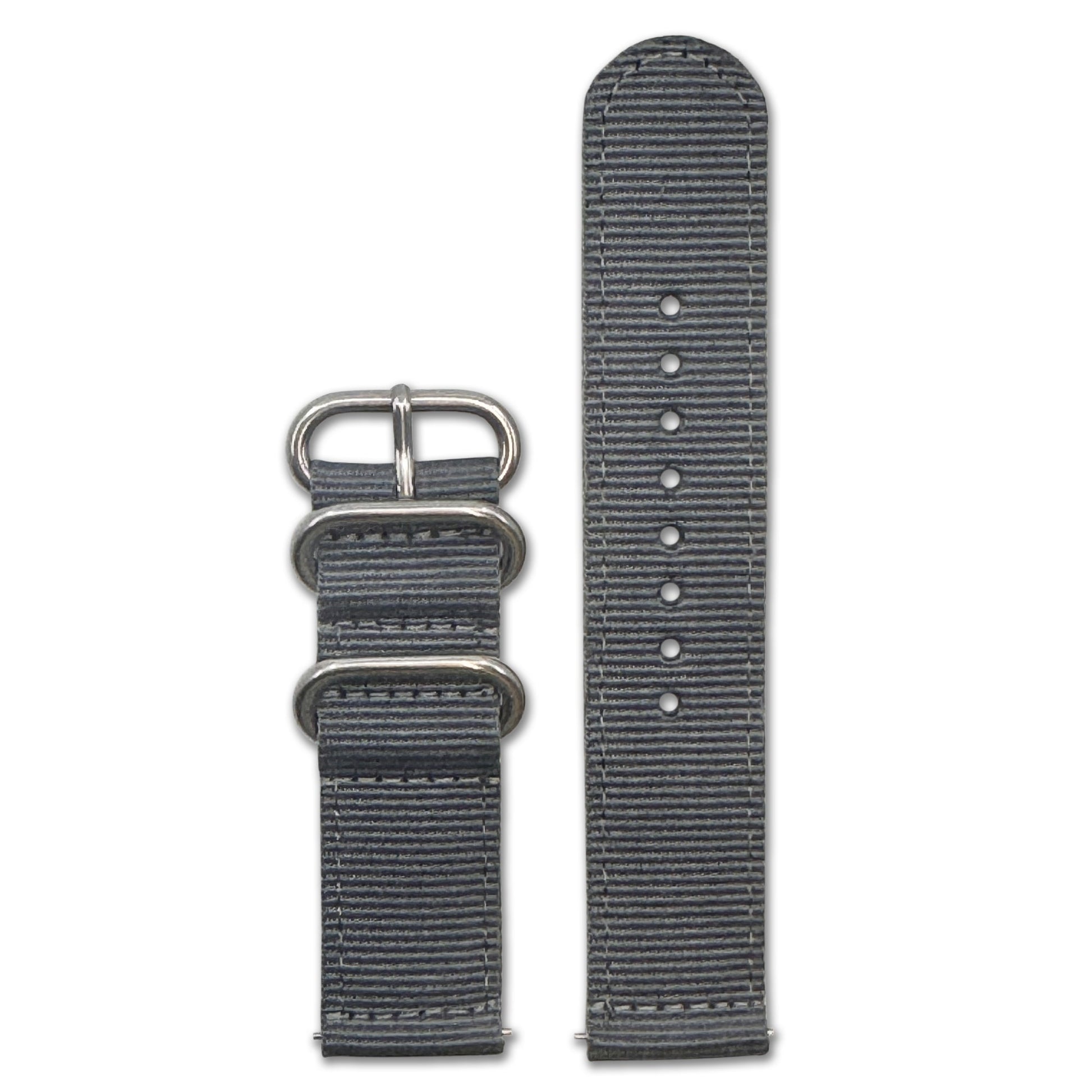 Quick Release Watch Band | 3-Ring | Nylon | Two-Piece | Grey Matter | Brushed Hardware