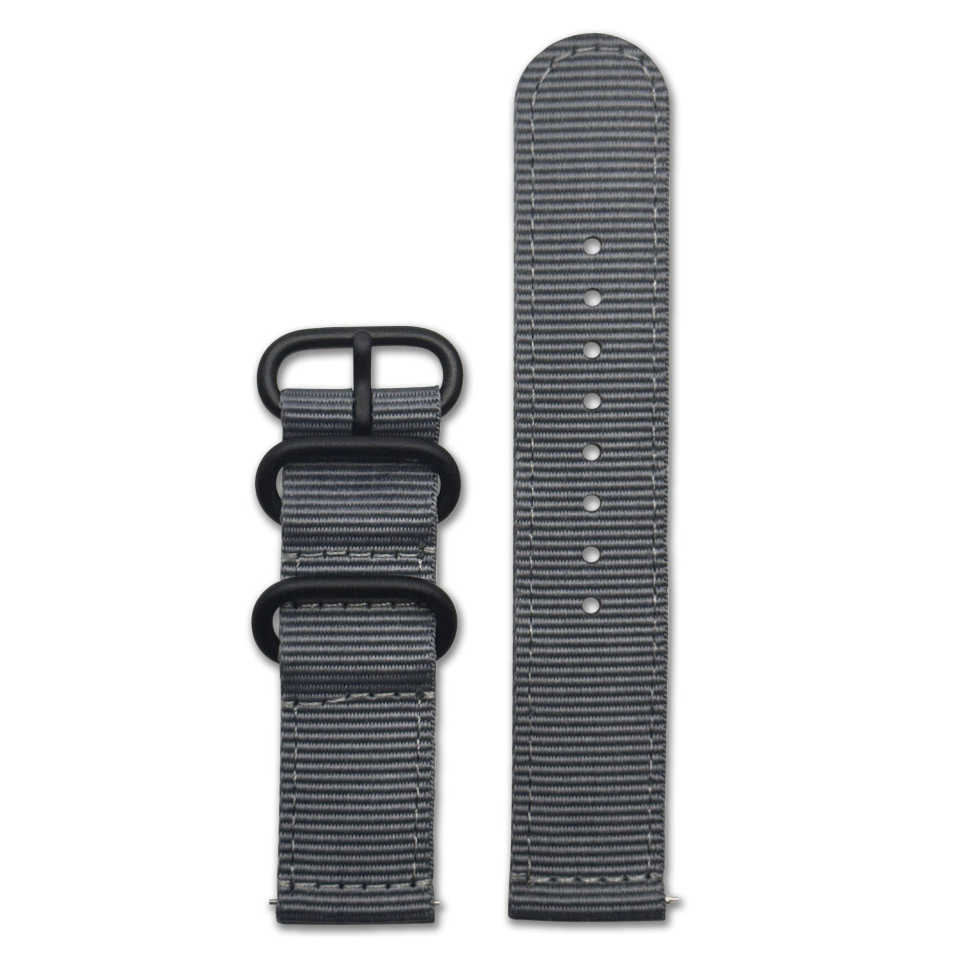 Quick Release Watch Band | 3-Ring | Nylon | Two-Piece | Grey Matter | PVD Hardware