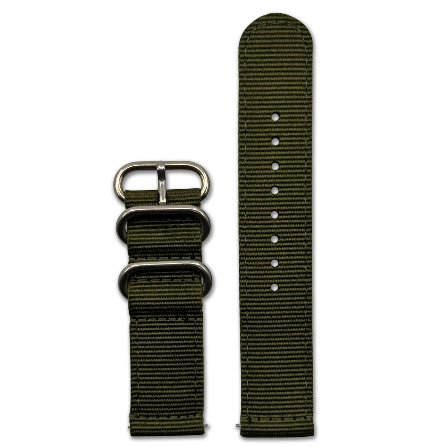 Quick Release Watch Band | 3-Ring | Nylon | Two-Piece | Infantry Olive | Brushed Hardware