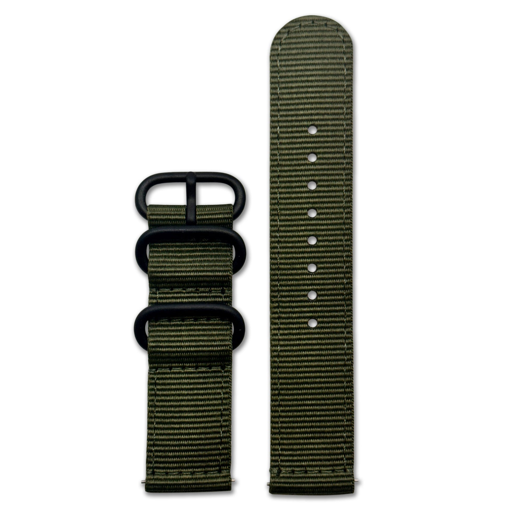 Quick Release Watch Band | 3-Ring | Nylon | Two-Piece | Infantry Olive | PVD Hardware