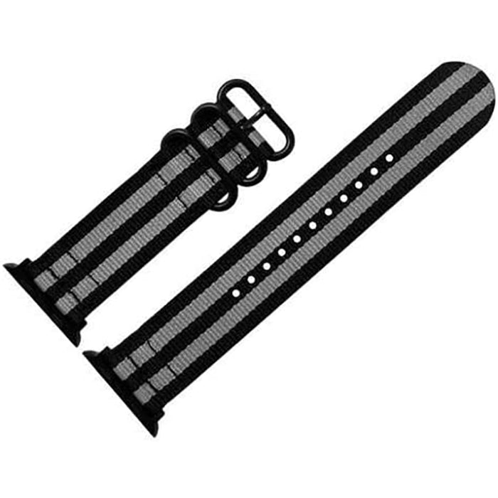 Two-Piece NATO Style Watch Band / Strap for Apple Watch in Smoke & Black Bond w/ Stainless Steel Buckle | Barton
