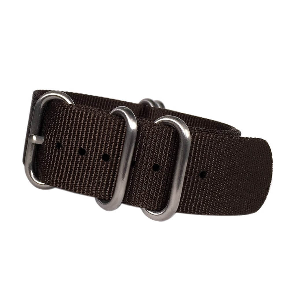 Chocolate Brown Z5™ Ballistic Nylon Watch Strap w/ Brushed SS Hardware