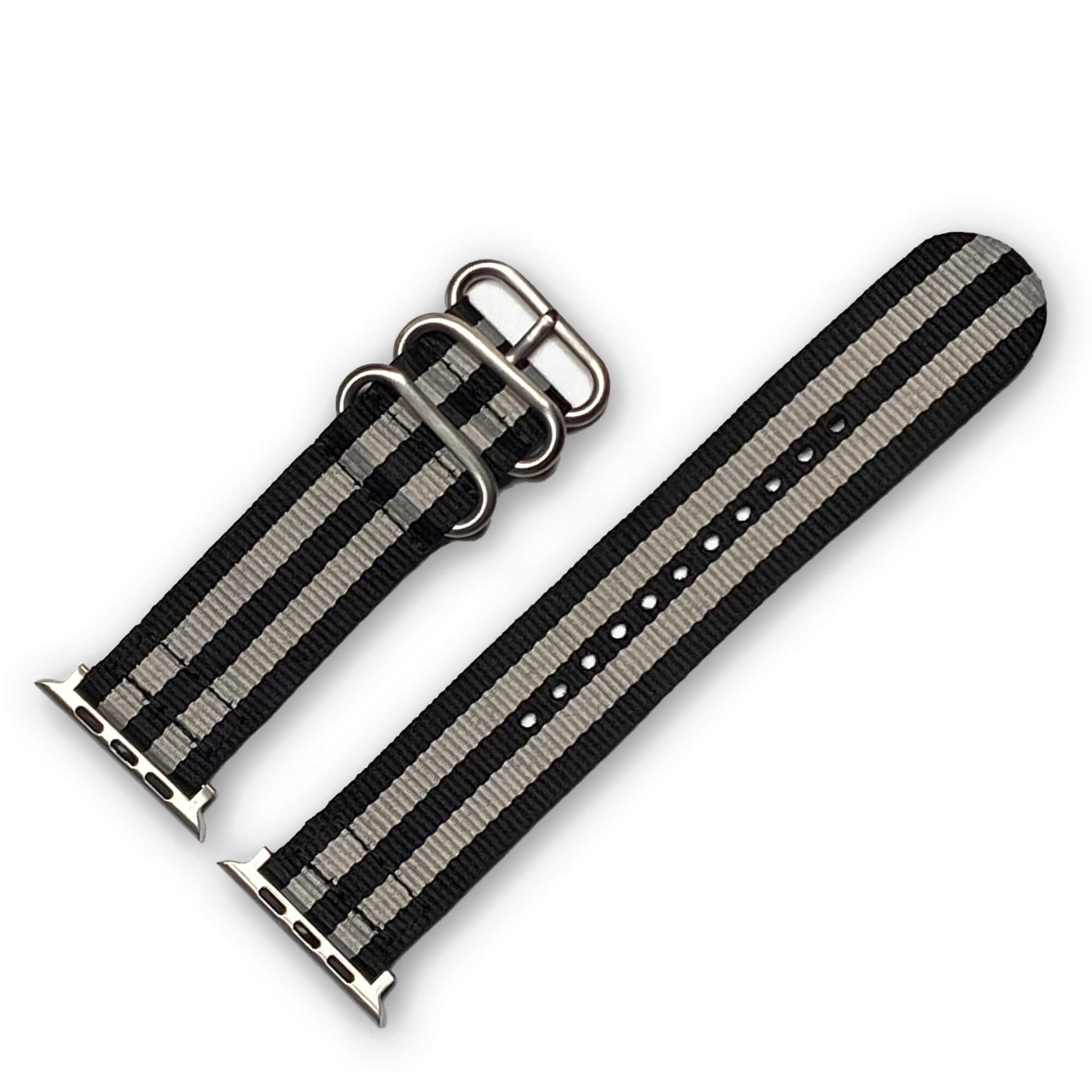 Classic Bond Two Piece Ballistic Nylon Watch Band | Compatible with Apple Watch | Silver Hardware
