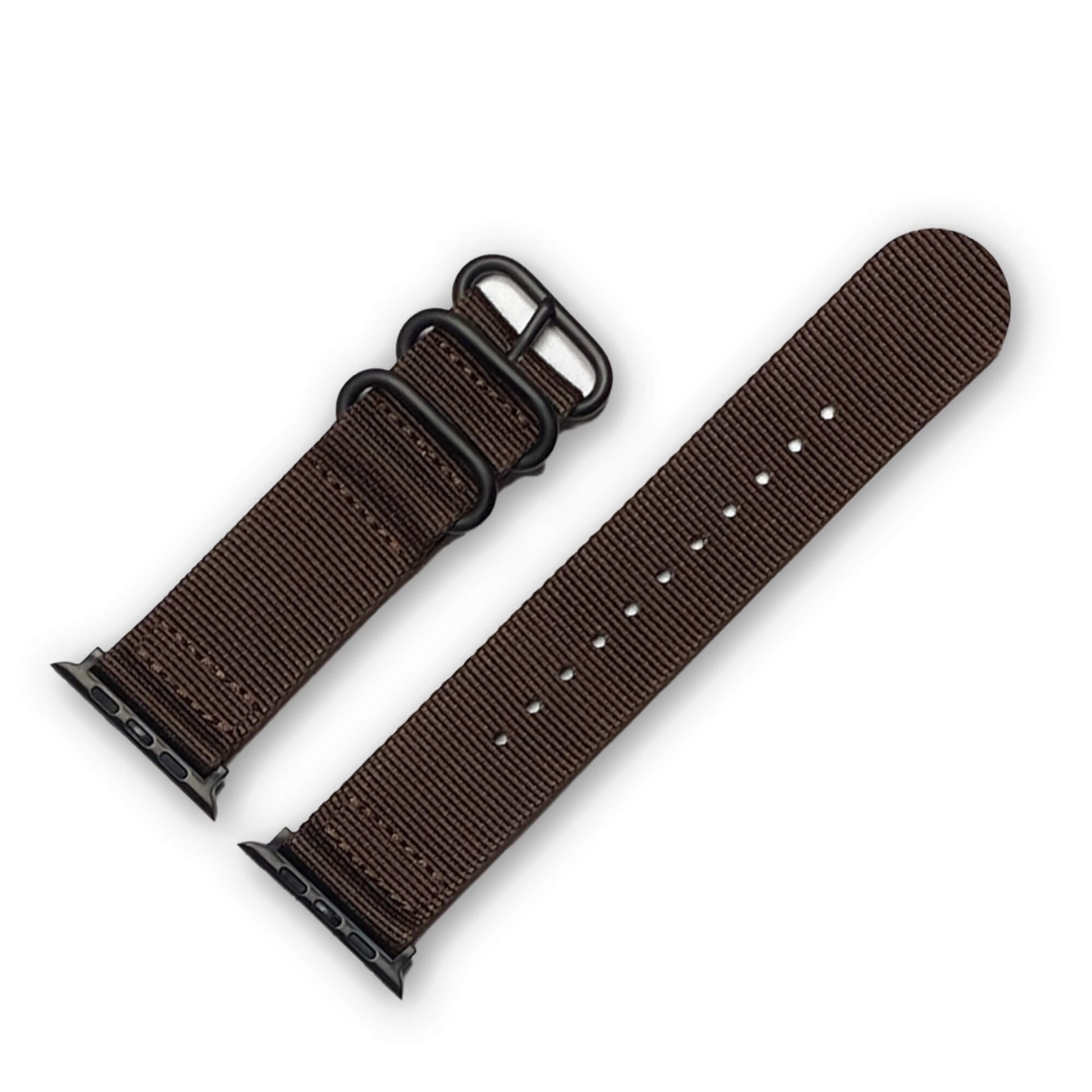 Chocolate Brown Two Piece Ballistic Nylon Watch Band | Compatible with Apple Watch | PVD Hardware