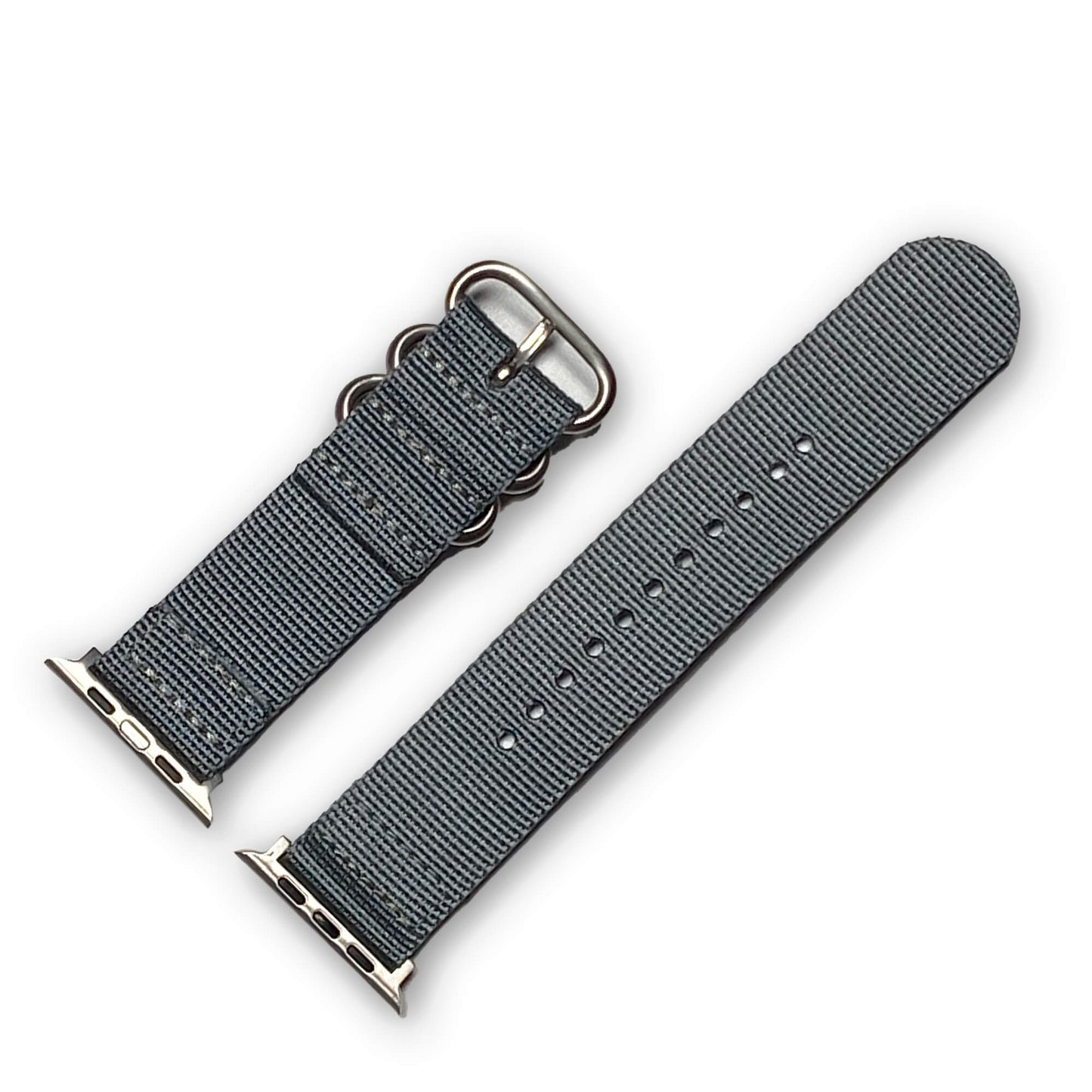 Gray Matter Two Piece Ballistic Nylon Watch Band | Compatible with Apple Watch | Silver Hardware