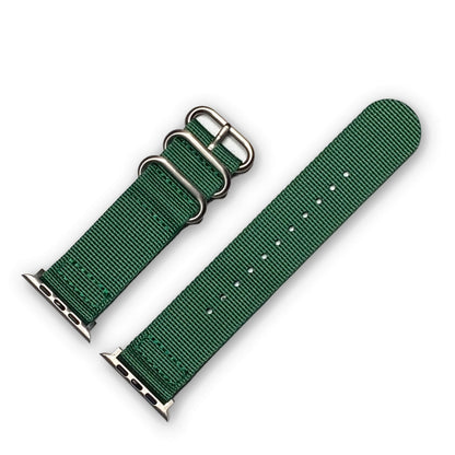 Grass Green Two Piece Ballistic Nylon Watch Band | Compatible with Apple Watch | Silver Hardware