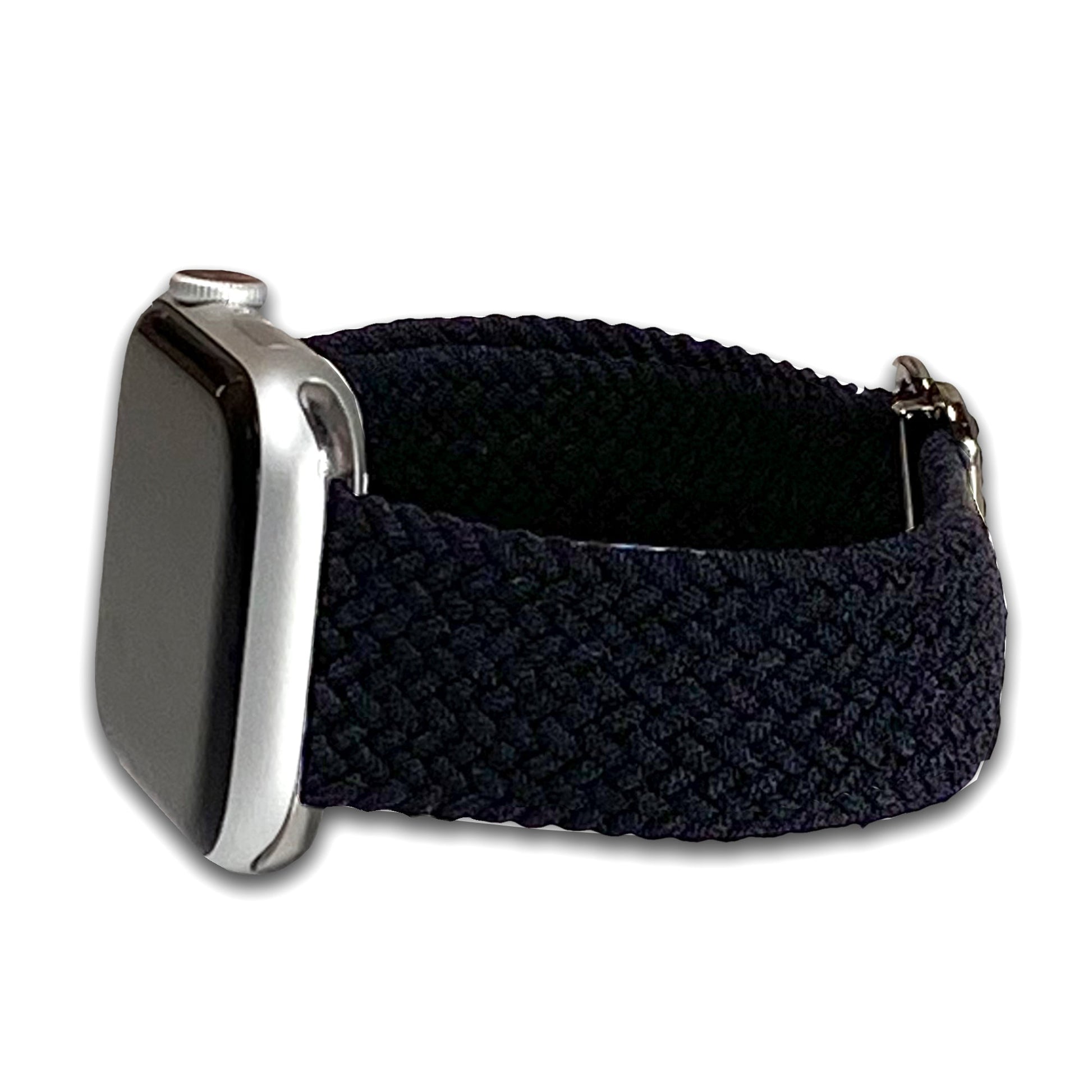 Black Braided Weave Nylon Watch Band Compatible with Apple Watch