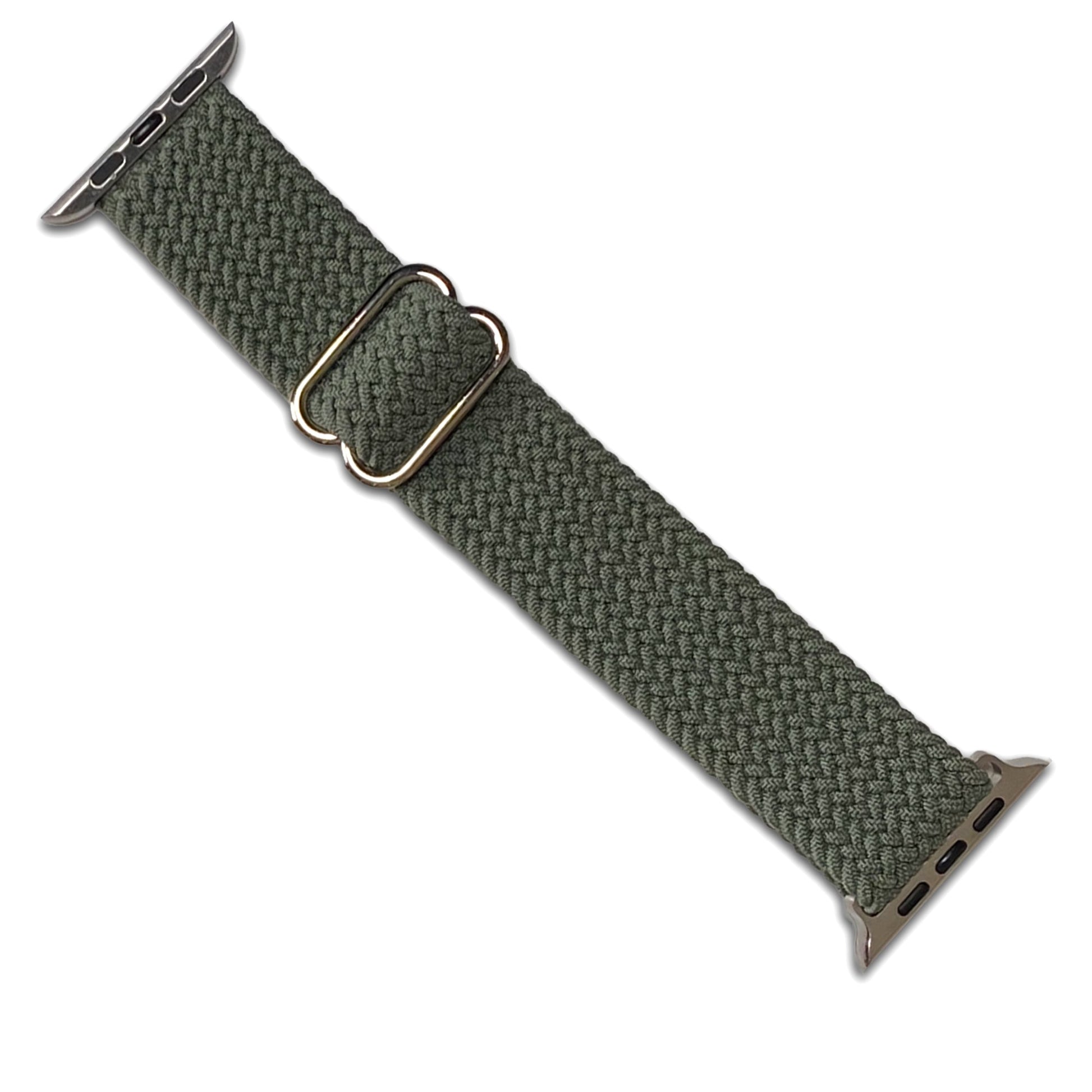 Olive Green Braided Weave Nylon Watch Band Compatible with Apple Watch