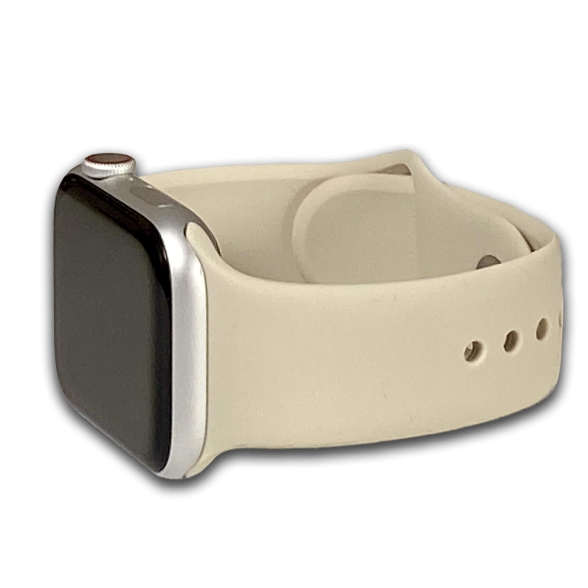 Beige Two Piece Silicone Apple Watch Band