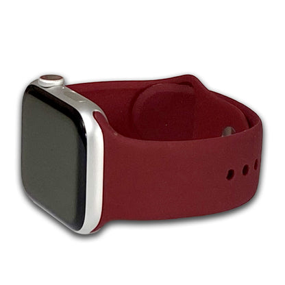 Burgundy Two Piece Silicone Apple Watch Band